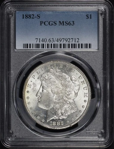 1882-S Morgan Dollar PCGS MS-63 - Banded Rainbow Reverse Rim Toning!