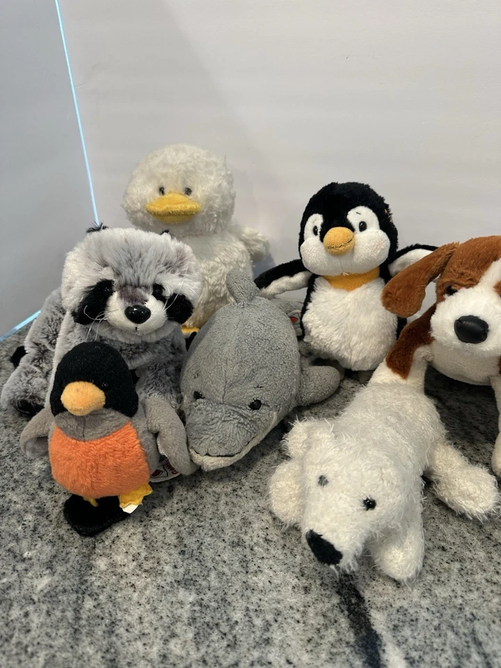 Webkinz Plush Lot Of 9 No Codes Penguin Duck Dolphin Raccoon Cow Bear - Image 2 of 4