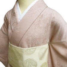 Plain Color Kimono Used Pure Silk Formal Crested Ground Pattern Flower Arabesque