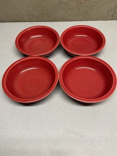 Fiesta Ware Retired Red Colored Cereal Bowls 7” X 2” Set of 4 - Picture 11 of 11