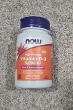 NOW FOODS Vitamin D-3 5000 IU *LARGER 240 Softgels - Exp 11/27