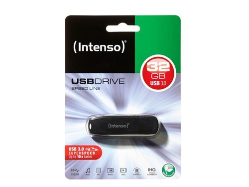 USB 3.0 Speicherstick 32GB FlashDrive Intenso Speed Line Schwarz im Blister - Afbeelding 1 van 1