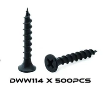 #6 x 1-1/4" Wood Screw 500PCS Black Phosphate Coated Stainless Flat Truss Head