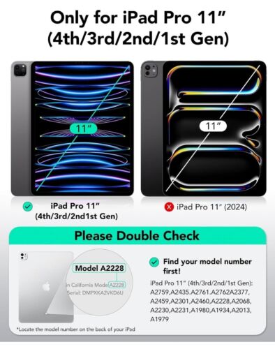 iPad Pro 11 Inch Case (2022, 2021, 2020) 4th/3rd/2nd Generation Forest Green - Picture 2 of 8