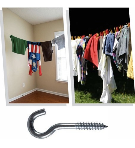 LARGE SCREW IN HOOKS HEAVY DUTY STEEL Wall Hanger DID Hooks & Anchor Set 8Pcs UK - Picture 3 of 5