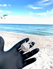 High Quality 6ix9ine Bruce Shark Pendant in White Gold with 5AAAAA Stones