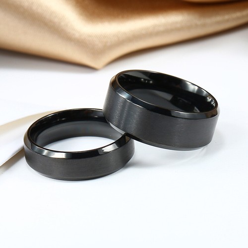6mm/8mm Stainless Steel Men Ring Weddding Band Anniversary Black Fit Size J-Z7 - Picture 3 of 7