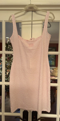NWT Solid & Striped Barbie Pink Seersucker Gingham Tie-Front Peasant dress Large - Picture 5 of 11