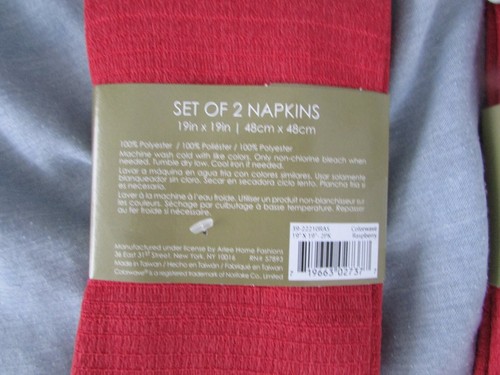 4 Noritake Colorwave 19" x 19" Polyester Cloth Dinner Napkins / Raspberry - Picture 4 of 4