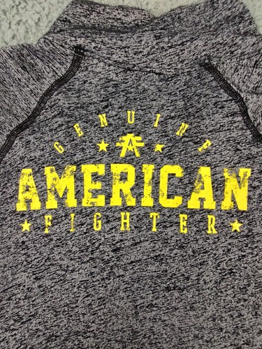 American Fighter 1/4 Zip Pullover Men's XL Sweatshirt Grey Graphic Made in USA - Picture 9 of 9