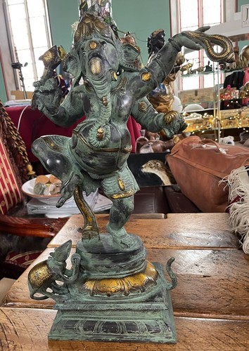 Ganesh tanzend Vintage Statue Messing Bronze Skulptur Tempel orientalisch 49 cm 9,5 kg - Bild 5 von 24