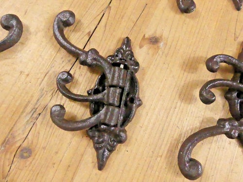 6 Cast Iron Antique Style SWIVEL Coat Hooks Hat Rustic **READ DESCRIPTION** - Picture 6 of 9
