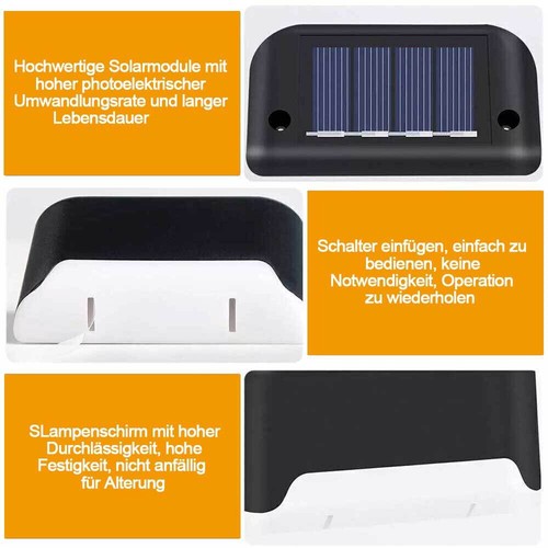 4-12x LED Solarleuchten Zaunleuchte Wandlampen Gartenleuchte Außen Treppen Lampe - Bild 16 von 22