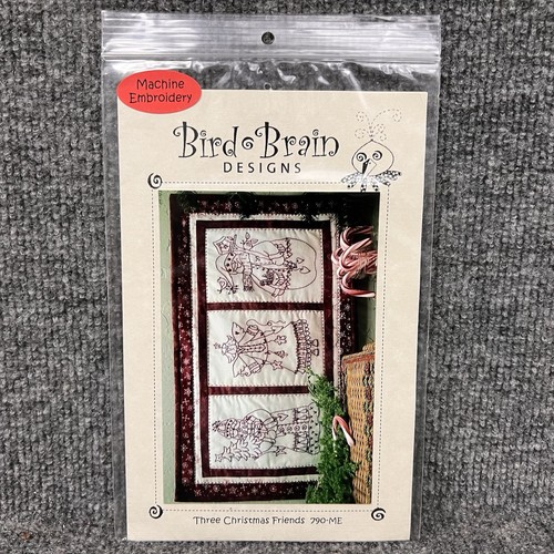 Three Christmas Friends Bird Brain Designs Machine Embroidery Pattern CD New - Picture 2 of 6