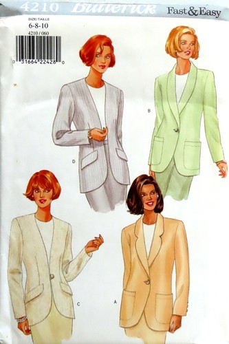 Misses JACKET Pattern BLAZER Below Hip Loose-fitting Long Sleeve Butterick 4210 - Picture 2 of 4