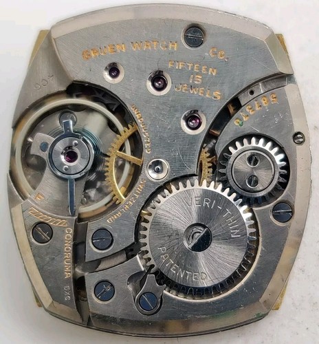 Rare Gruen W. Co. Cal. 406 15 jewel watch movement running