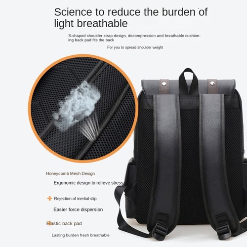 Multifunctional Business Computer Bag PU Leather Backpack Outdoor Travel - Bild 8 von 15
