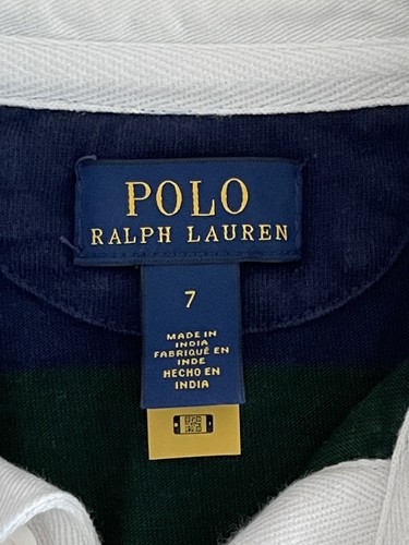 POLO RALPH LAUREN KINDER Poloshirt gestreift blau grün Größe 7 nie getragen - Bild 2 von 11