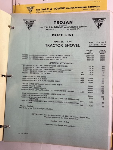 TROJAN TRACTOR SHOVELS SALES MANUAL YALE & TOWNE: LOTS OF GOOD STUFF HERE. - Foto 13 di 15