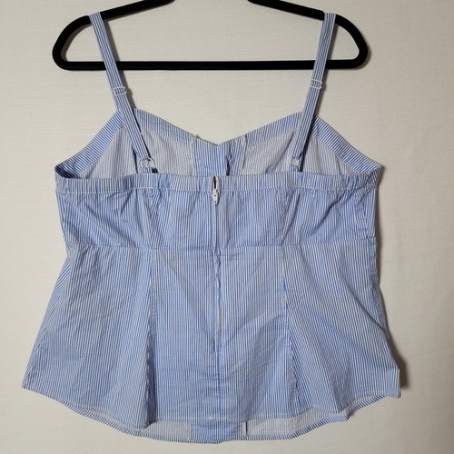Top halter tórrido para mujer talla 1 (14/16) estilo corsé con cordones azul blanco a rayas - Imagen 2 de 11
