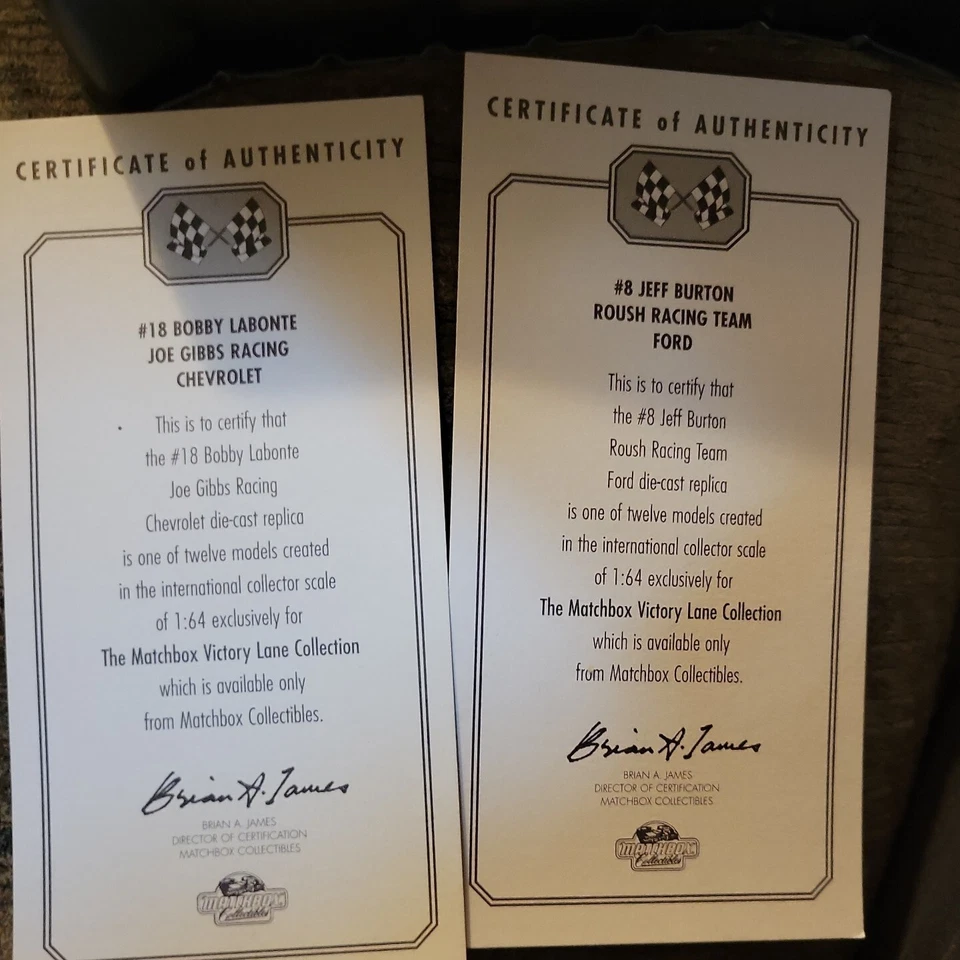 Matchbox escala 1:64 - #18 Bobby Labonte Chevy - #8 Jeff BurtonFord - certificado de autenticidad - C5 Foto 3 de 3