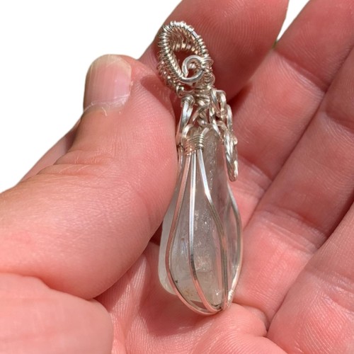Mystic Raw Topaz Gemstone Pendant Handmade 925 Sterling Silver Wire Wrap Jewelry - Picture 26 of 38