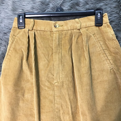VINTAGE Liz Claiborne Skirt Women 12 26X27 Corduroy Beige A Line Pleated Pockets - Picture 3 of 12