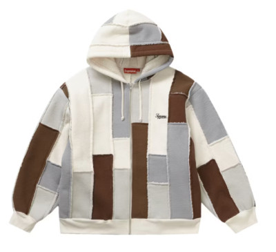 Supreme Faux Shearling Zip Up Hooded Sweatshirt Natural FW23 Sz Large Ships Fast