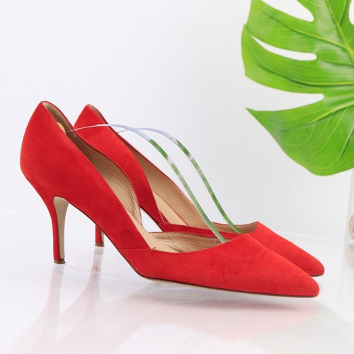 J.Crew Womens Colette Pump Size 9 Red Suede DOrsay Pointed Heel Dress Shoe Italy - 第 15/15 張圖片