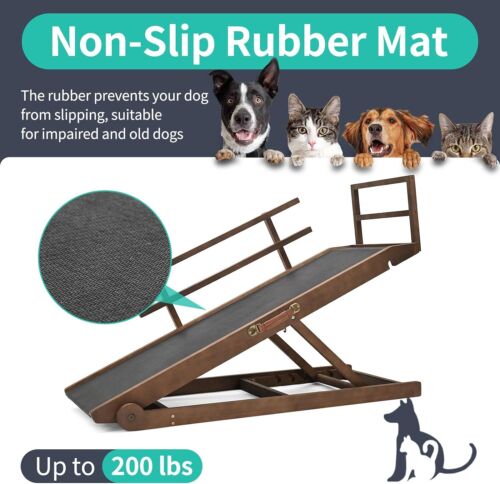 Dog Ramp 4/5 Position Adjustable Pet Ramp for All Dog and Cat With Side Rails - Picture 73 of 77