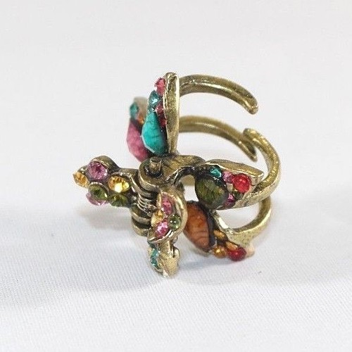 Brand New Gold Tone Vintage Vibrant Flower Hair Clip Claw w/Multi Color Crystals - Picture 5 of 5