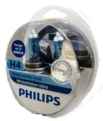 H4 Philips White Vision Ultra +60% 4200K incl. 2x W5W White Vision 12342WVUSM - Bild 1 von 2