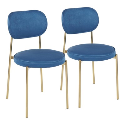 Open Box Chloe Contemporary Glam Dining Chair In Gold Metal And Blue Satin Se Ebay
