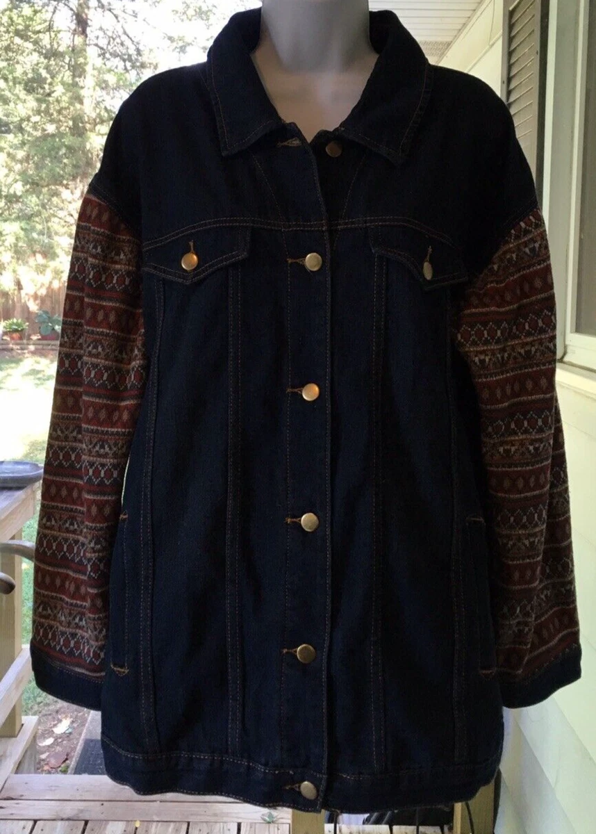 Hayden LA Women s Denim Jacket W Knit Sleeves Size L
