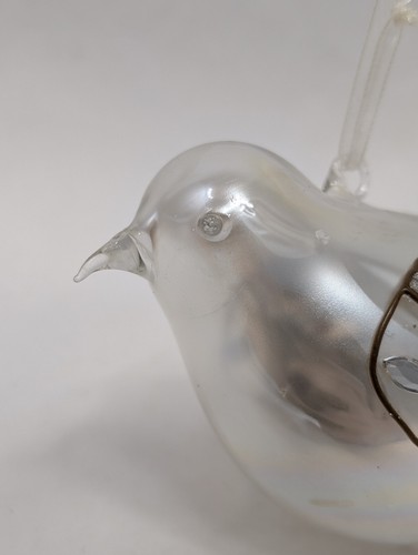 Vintage Pair 4.25" White & Silver Bird Figural Holiday Christmas Ornament 1990s - Picture 6 of 14