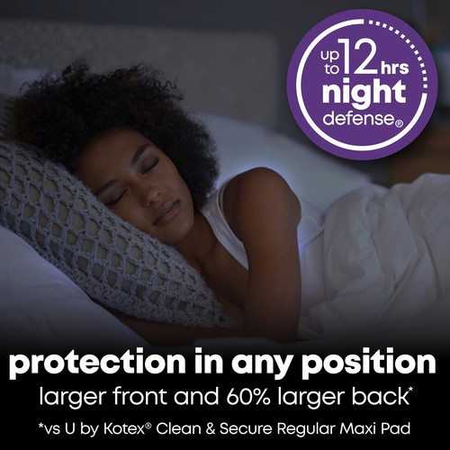 U by Kotex Clean & Secure Overnight Maxi Pads, 40 Count - Picture 6 of 10