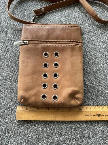 Biacci Inc New York Leather Small Crossbody Bag Purse In Camel Tan Pockets - Bild 3 von 14