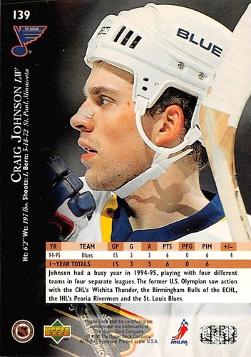 1995-96 Oberdeck elektrisches Eisgold #139 Craig Johnson - Bild 2 von 2