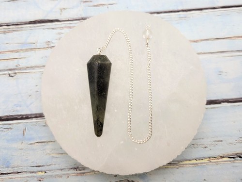 Natural Labradorite Pendulum with Bead, Smooth Round Pendulum / Healing Crystal - Picture 2 of 8