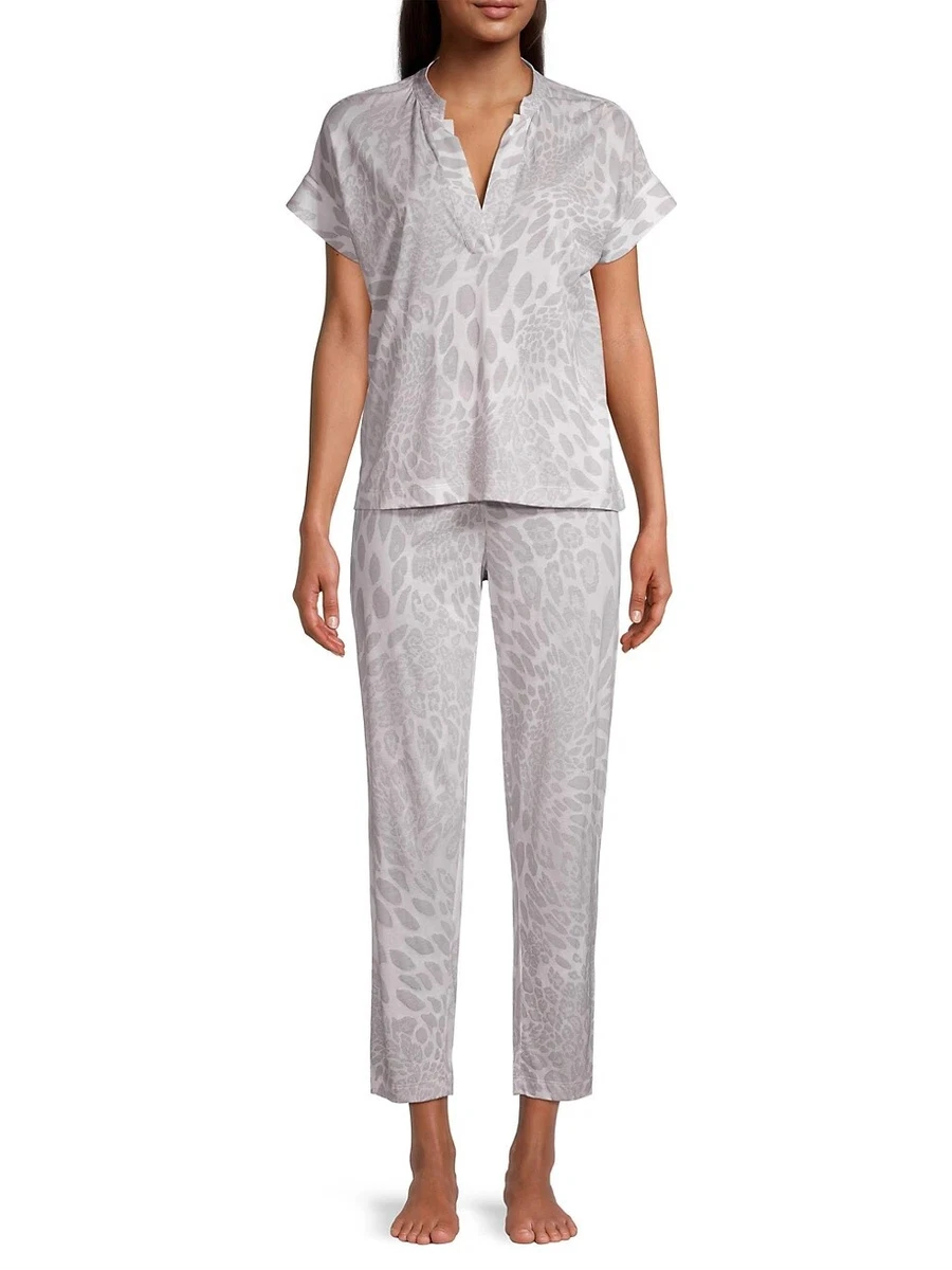 Pigiama Donna Natori Zen Floral A Maniche Corte, In Modal, Colore Heather Night Blue, Taglia Medium