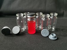 10ml, 20mm Clear Vials  Blk Caps Crimp Top Glass HPLC Beveled Edge Top 50pcs 