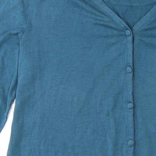 Charles Tyrwhitt Blue Silk Cotton V-Neck Blouse, L - Picture 7 of 12