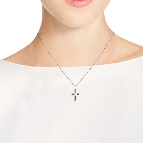 Elegante X Kreuz grüne Malachit Inlay Sterlingsilber Halskette - Bild 6 von 6