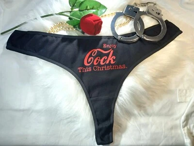 Enjoy Cock Women's Funny Thong Knickers Coke Coca Cola Willy Joke Christmas Xmas
