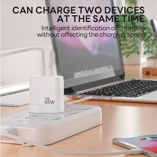 65W GaN Lightning-fast Wall Charger with Dual Ports - USB-C and USB-A - Picture 3 of 9