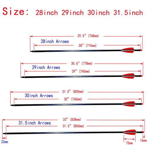 Nuevo eje de flechas de tiro con arco con flecha de fibra de vidrio 31,5""-28"" objetivo caza y puntas de tornillo - Imagen 2 de 5