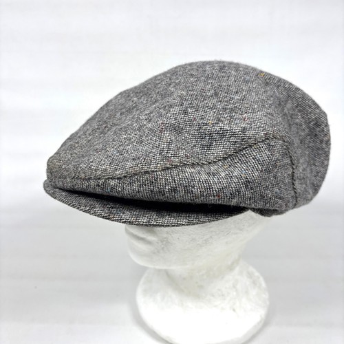 VTG London Fog 100% Wool Gray Tweed Newsboy Cabbie Cap Hat Made In USA Mens L