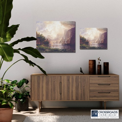 Decoración de pared de arte de montaña, pinturas de Albert Bierstadt entre Sierra Nevada - Imagen 6 de 12