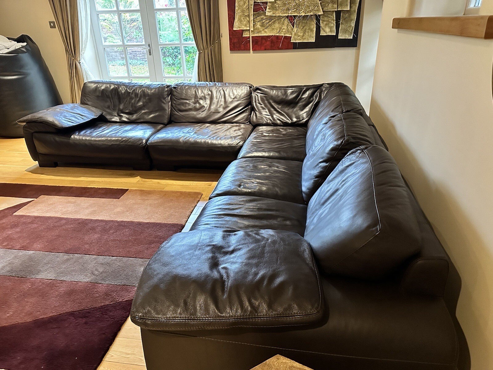 Brown Leather Corner Sofa eBay