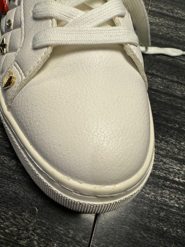 Aldo White Leather Women's LaceUp Sneakers w/Gold Heart. stars, rhinestones SZ 9 - Picture 8 of 13